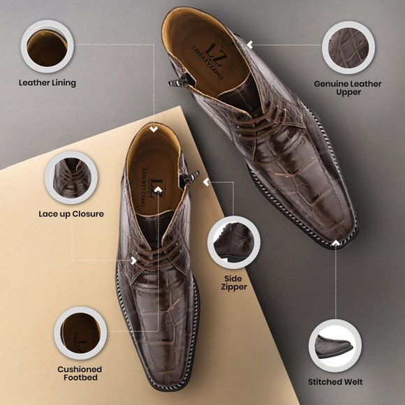 LIBERTYZENO Brown MAN MADE LACE-UP BOOTS main image 8